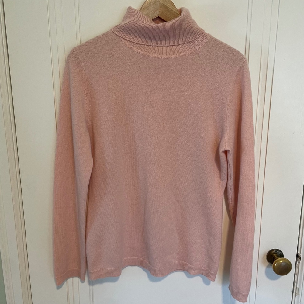 Garnet Hill Pink 100% Cashmere Turtleneck Sweater Size Medium